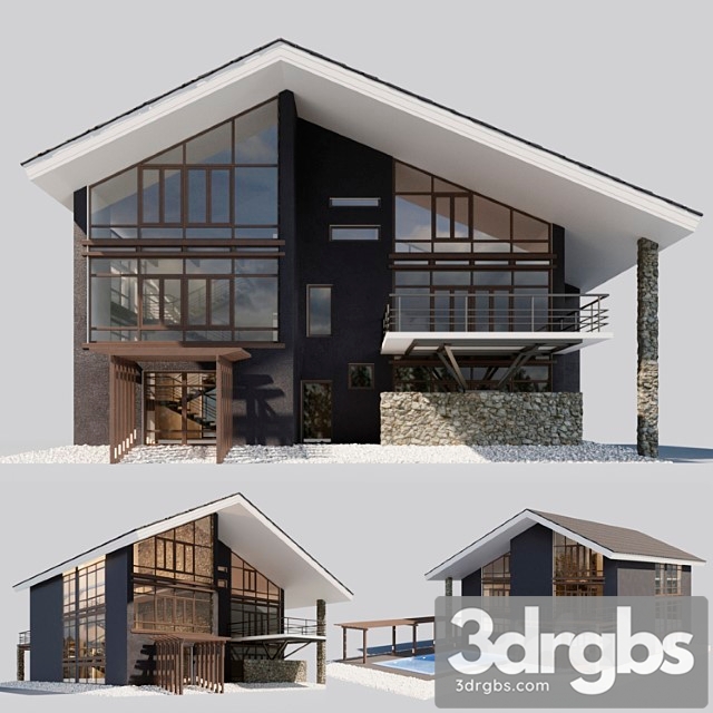 Building Villa With Pool 3dsmax Download - thumbnail 1