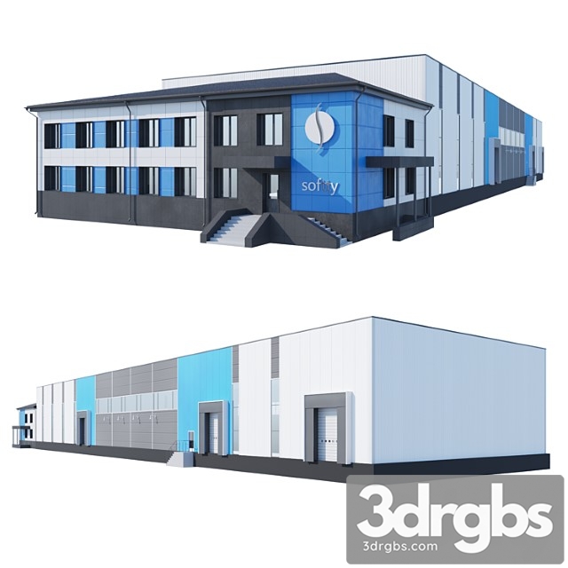 Building Warehouse With Attached Office 2 3dsmax Download - thumbnail 1