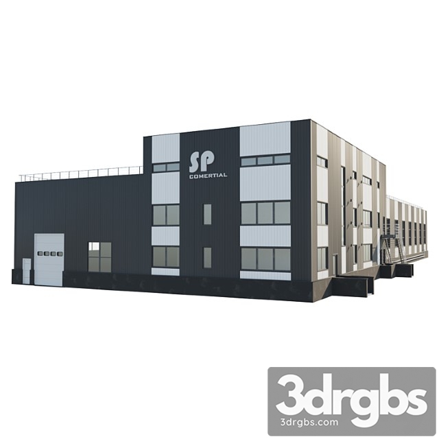 Building Warehouse With Attached Office 3dsmax Download - thumbnail 1