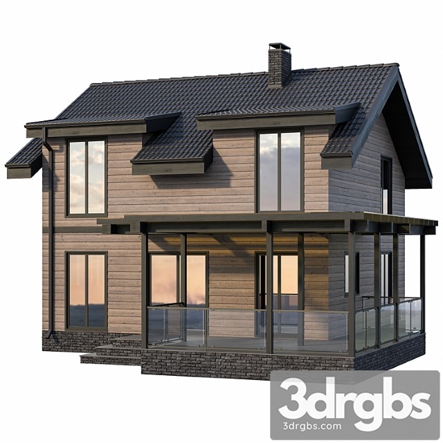 Country Cottage With Terrace 3dsmax Download - thumbnail 1