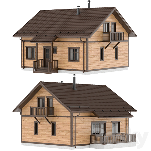 Country wooden house 3DS Max Model - thumbnail 2