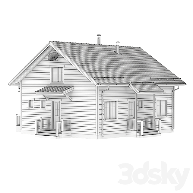 Country wooden house 3DS Max Model - thumbnail 4