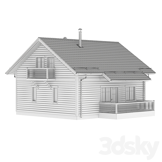 Country wooden house 3DS Max Model - thumbnail 5