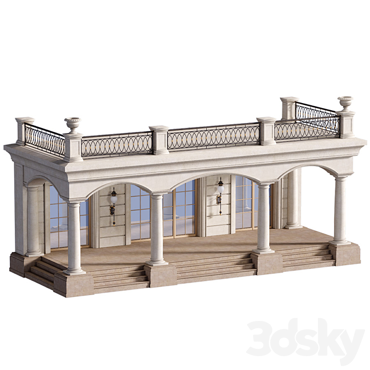 Entrance to the house Porch 3DS Max - thumbnail 2