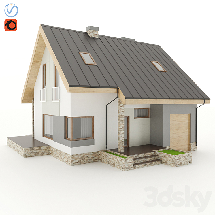 European house # 1 \\ House 3DS Max - thumbnail 1