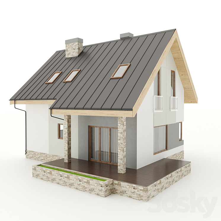 European house # 1 \\ House 3DS Max - thumbnail 2