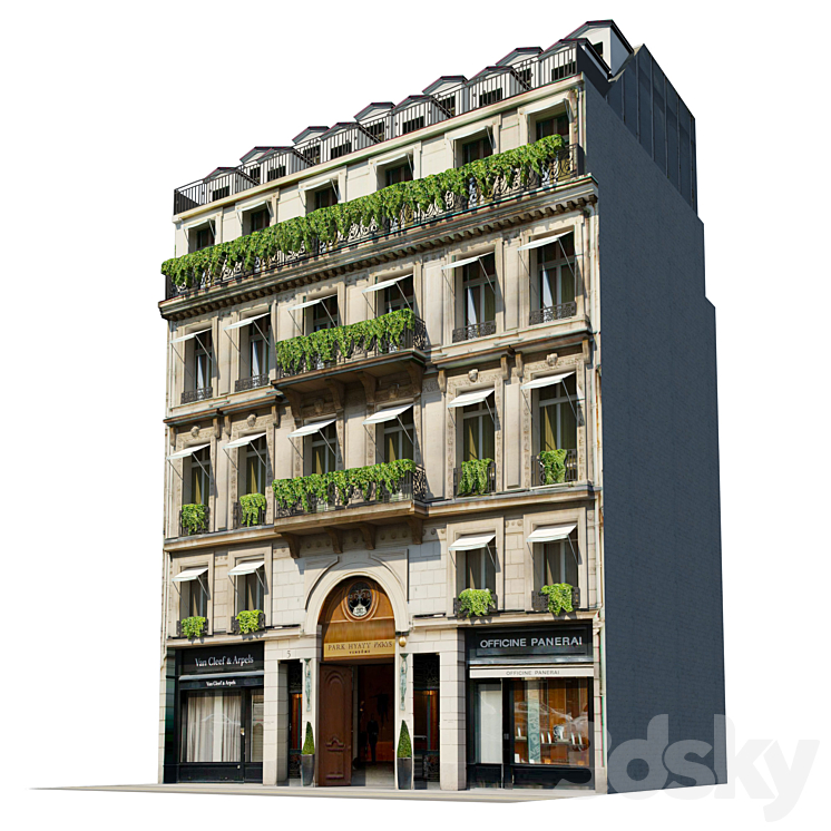 Facade for background Vol: 7 Classic Hotel 3DS Max - thumbnail 1