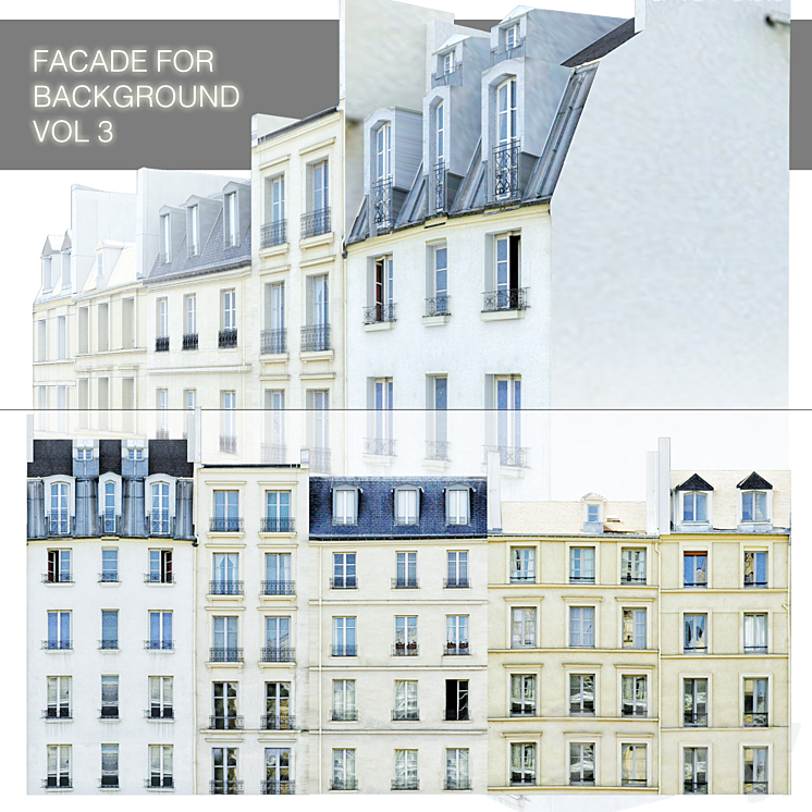 Facade for the background vol.3 Street of five houses 3DS Max - thumbnail 1