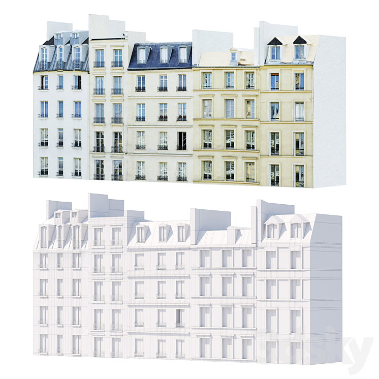 Facade for the background vol.3 Street of five houses 3DS Max - thumbnail 2