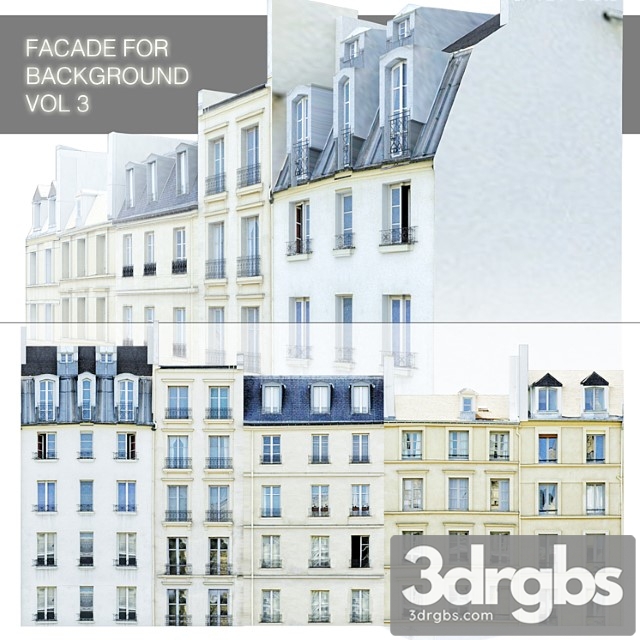 Facade For The Background Vol 3 Street Of Five Houses 3dsmax Download - thumbnail 1