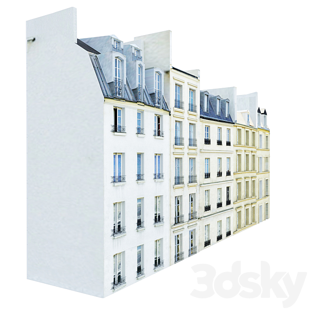 Facade for the background vol.3 Street of five houses 3DSMax File - thumbnail 3