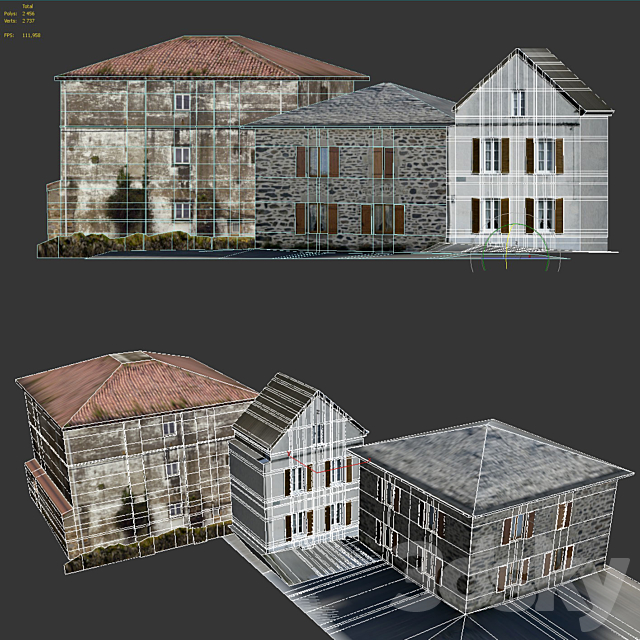 Facade for the background vol.4 Picturesque village 1 3DS Max Model - thumbnail 3