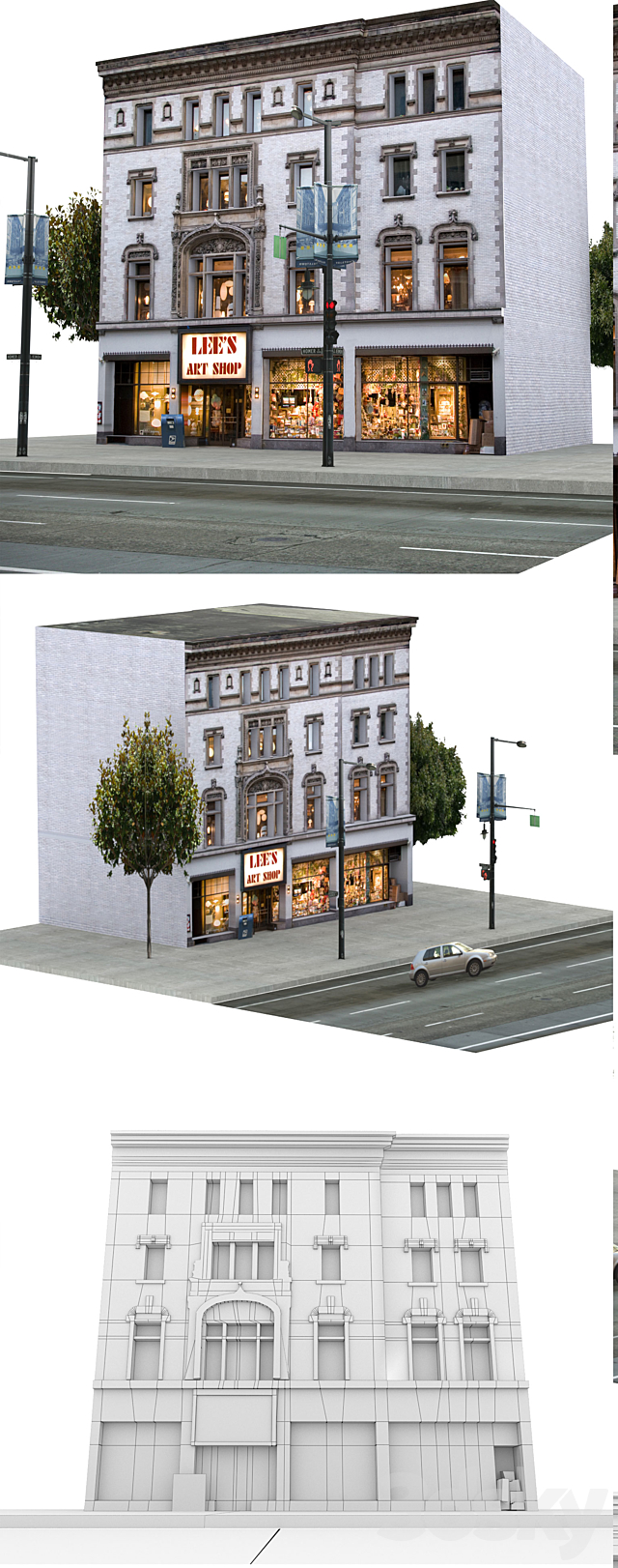 Facade for the background Vol: 6 Shop and street 3DSMax File - thumbnail 3