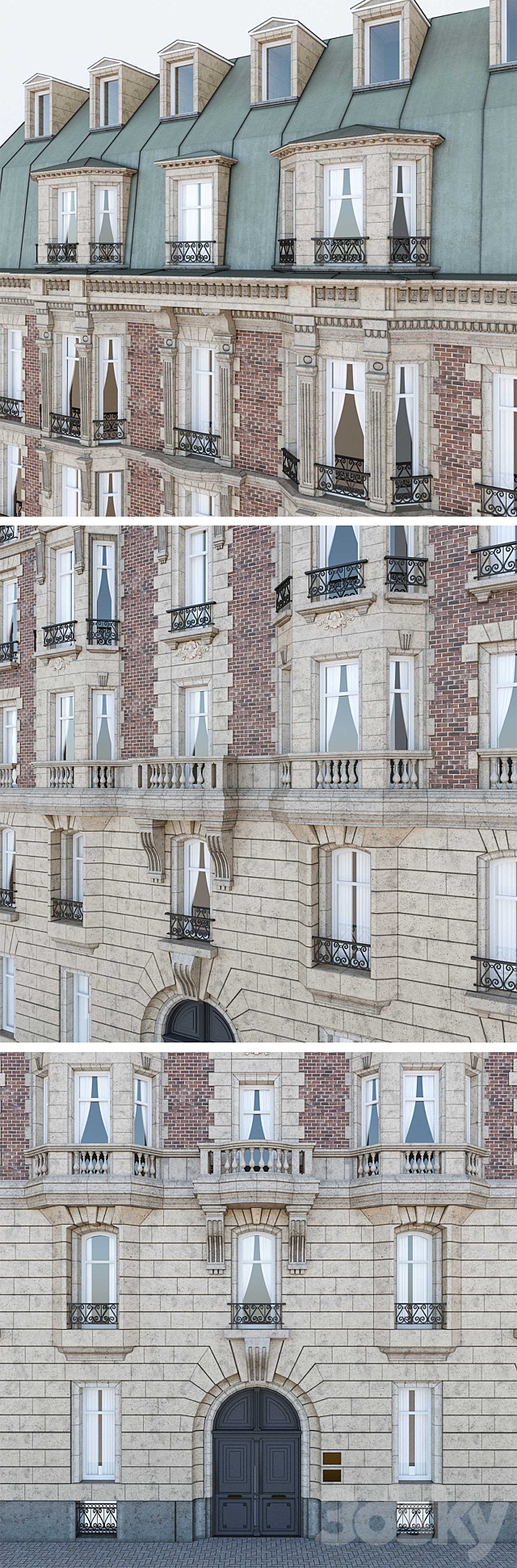 Facade French building 3ds Max - thumbnail 2