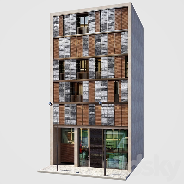 Facade. Office and Apartment building 3DSMax File - thumbnail 1