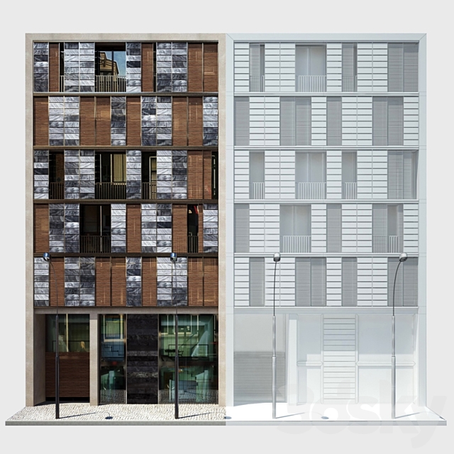 Facade. Office and Apartment building 3DSMax File - thumbnail 2