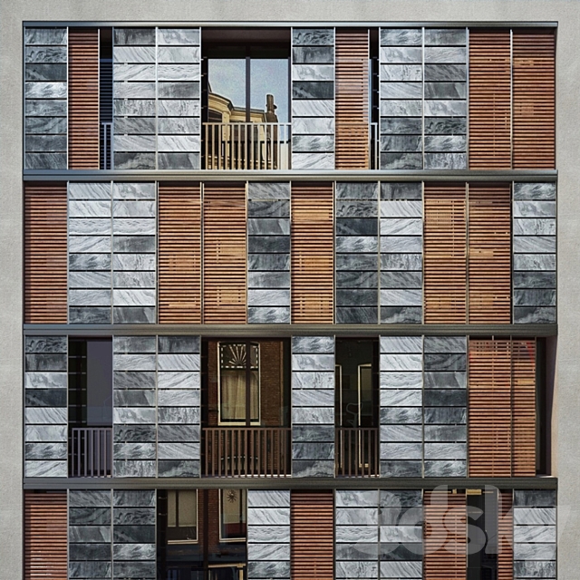 Facade. Office and Apartment building 3DSMax File - thumbnail 3