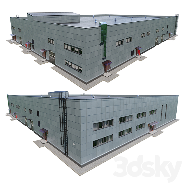 factory building V4 3DS Max Model - thumbnail 3