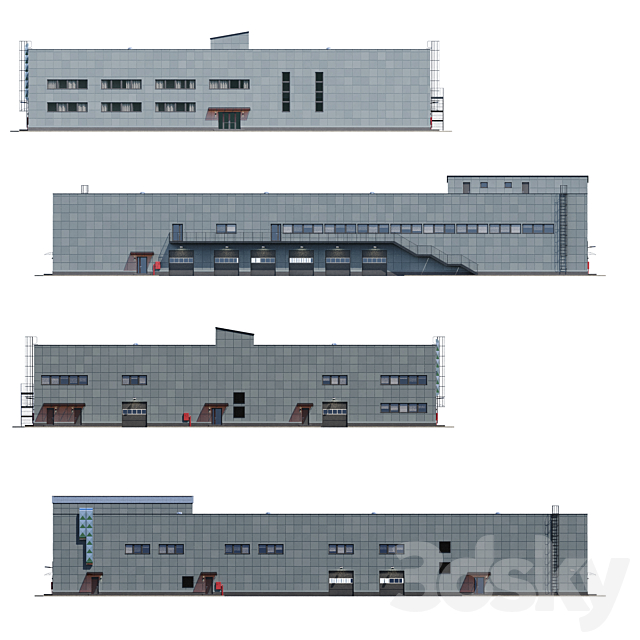 factory building V4 3DS Max Model - thumbnail 4