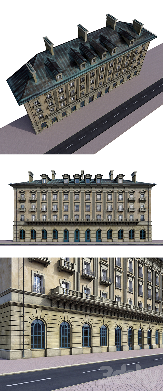 Front of the house in the style of classicism 3ds Max - thumbnail 2