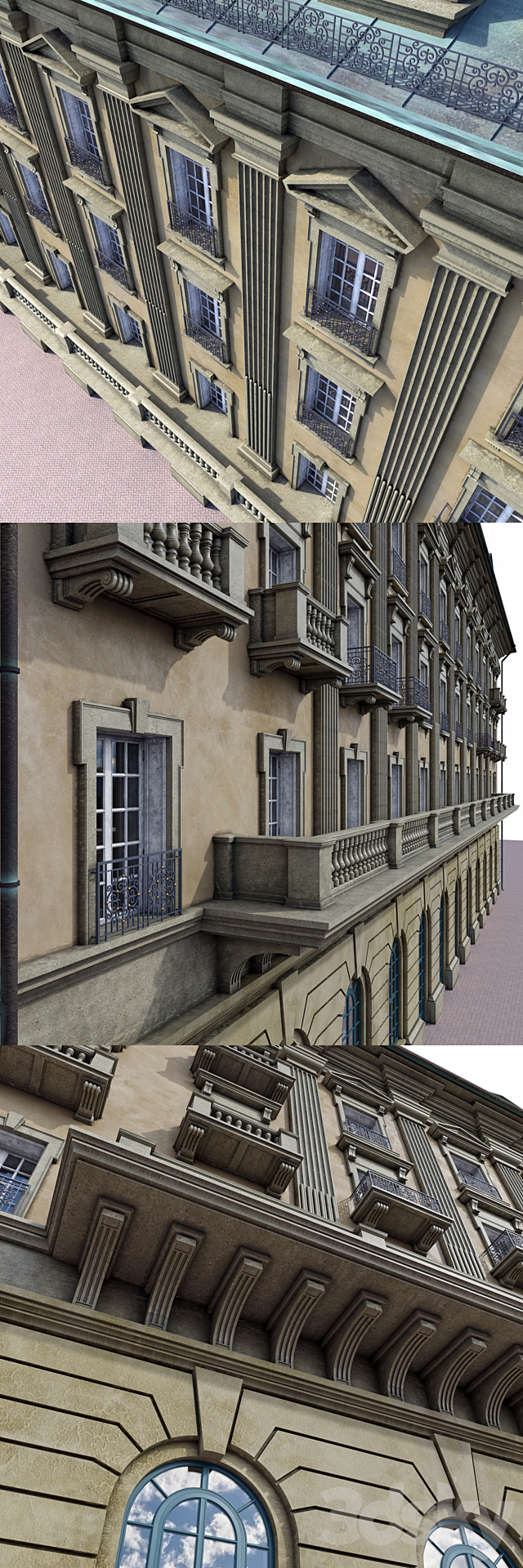 Front of the house in the style of classicism 3ds Max - thumbnail 3