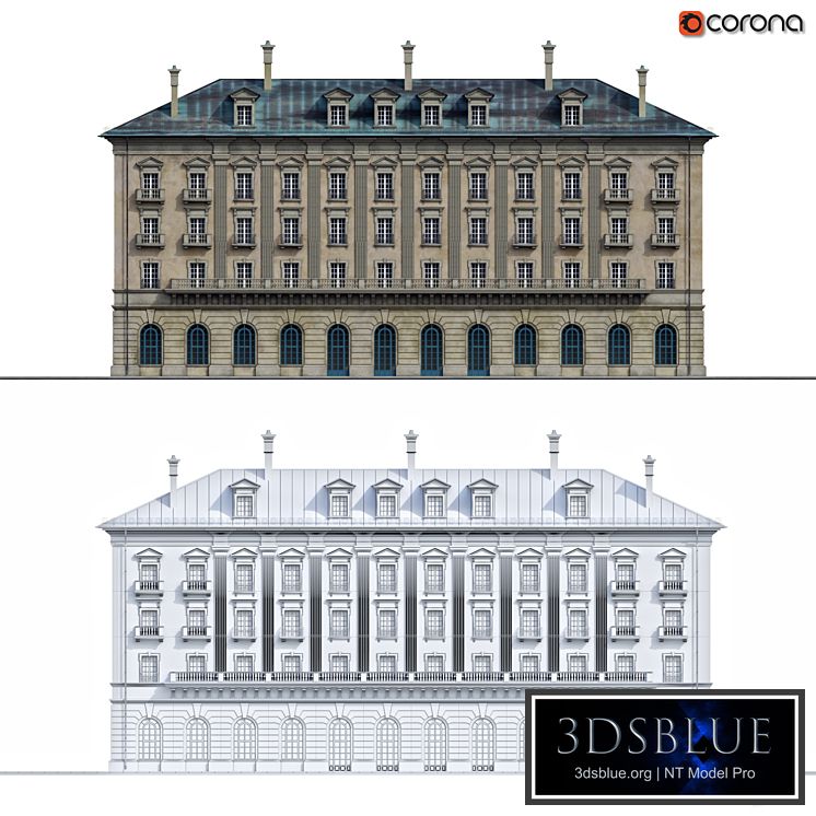 Front of the house in the style of classicism 3DS Max - thumbnail 3