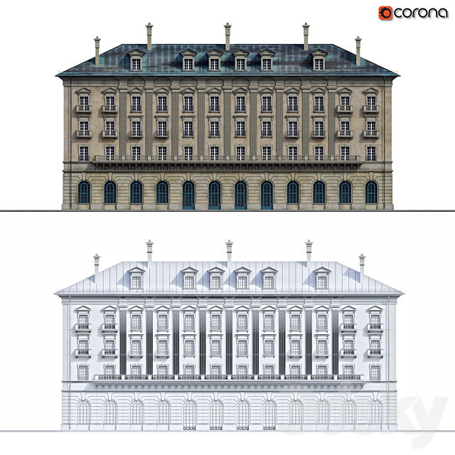 Front of the house in the style of classicism 3DSMax File - thumbnail 1