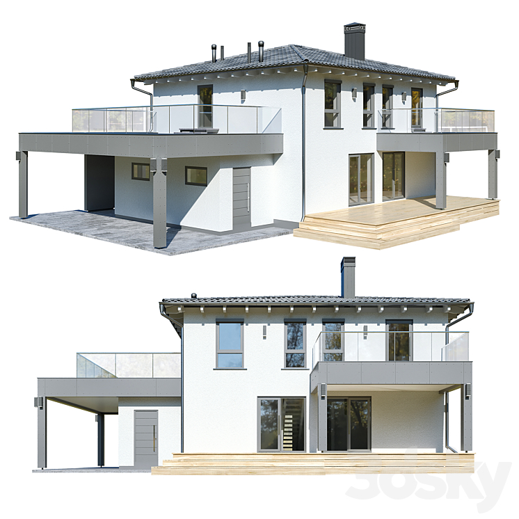 German house 2 3DS Max - thumbnail 2