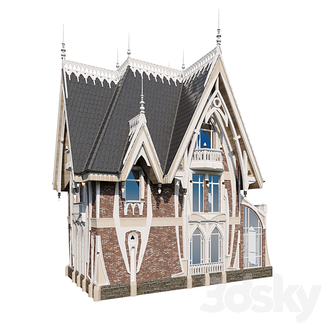 Gothic house 3DS Max Model - thumbnail 2