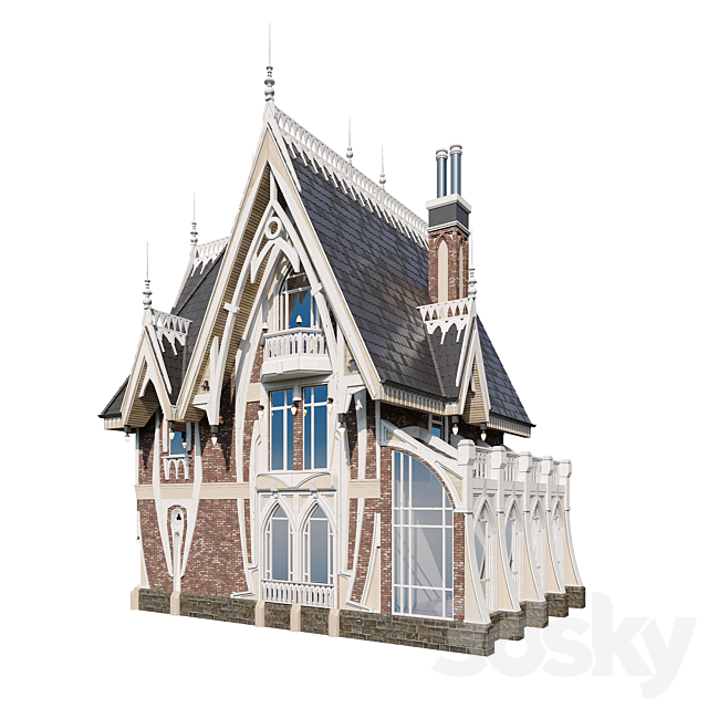 Gothic house 3DS Max Model - thumbnail 3