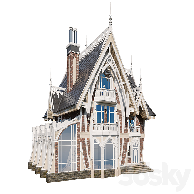 Gothic house 3DS Max Model - thumbnail 4