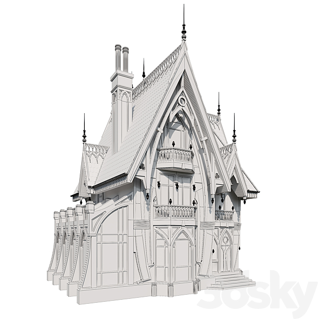 Gothic house 3DS Max Model - thumbnail 6