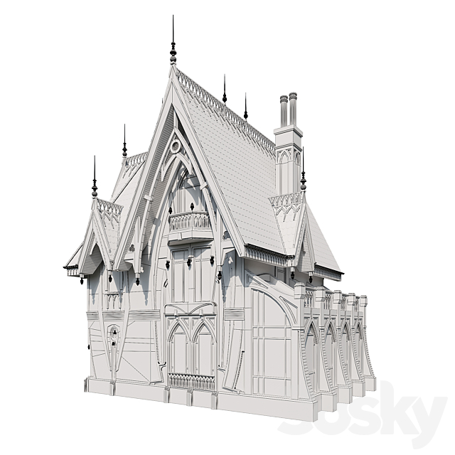 Gothic house 3DS Max Model - thumbnail 7