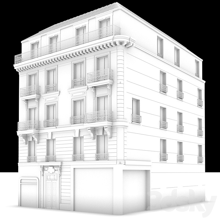 Haussmanian parisian building 3DS Max - thumbnail 2