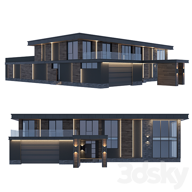 House in the Wright style 3DS Max Model - thumbnail 4