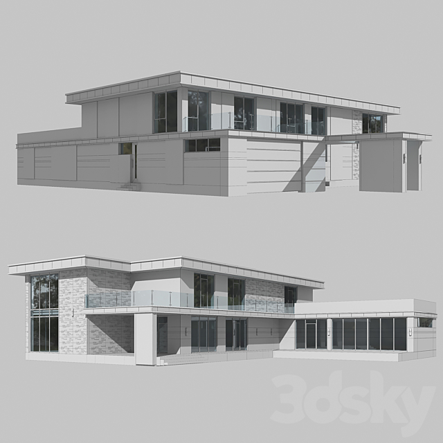 House in the Wright style 3DS Max Model - thumbnail 5