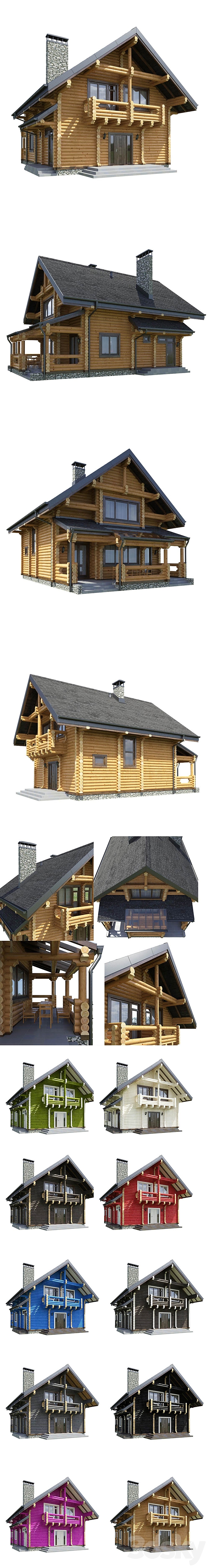 House made of timber H-2 3ds Max - thumbnail 2