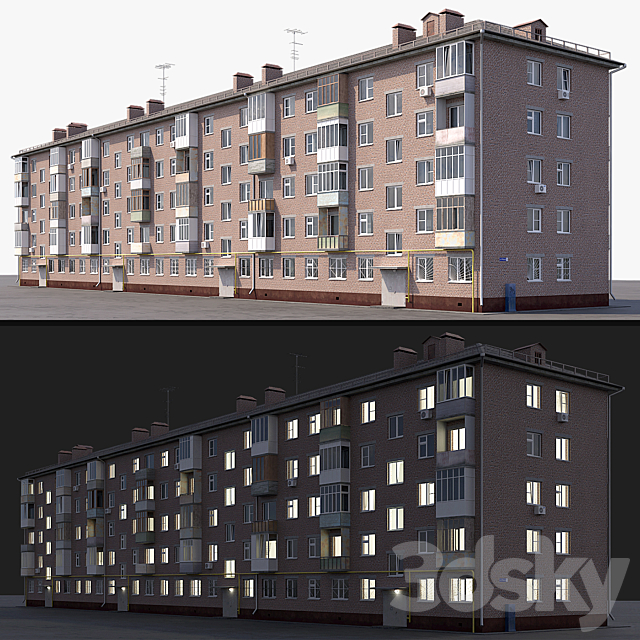 Khrushchev red brick 3DSMax File - thumbnail 1