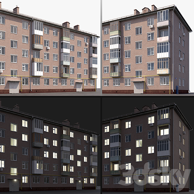 Khrushchev red brick 3DSMax File - thumbnail 3