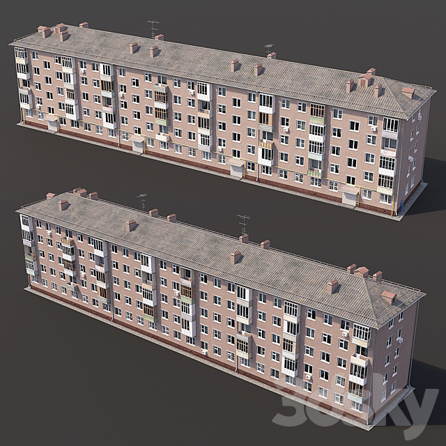 Khrushchev red brick 3DSMax File - thumbnail 4