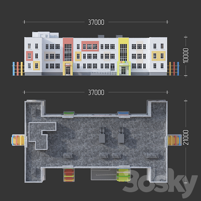 Kindergarten “Rainbow” 3DS Max Model - thumbnail 2