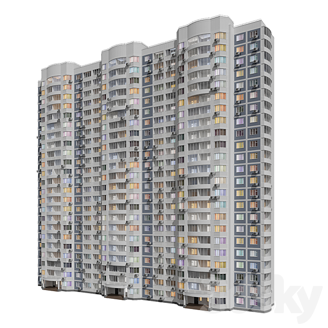 Kope M Parus 3 sections 23 floors 3DS Max Model - thumbnail 2