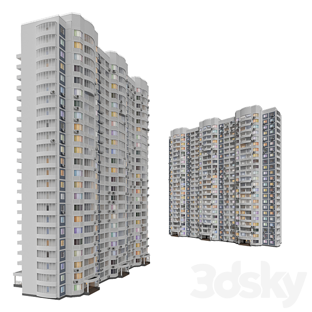 Kope M Parus 3 sections 23 floors 3DS Max Model - thumbnail 3