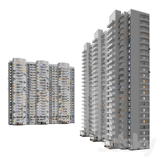 Kope M Parus 3 sections 23 floors 3DS Max Model - thumbnail 4