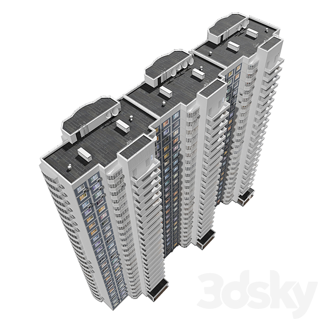 Kope M Parus 3 sections 23 floors 3DS Max Model - thumbnail 5