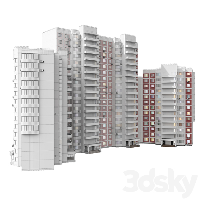 KOPE M sail 7-12 floors 4 sections 3DS Max Model - thumbnail 4