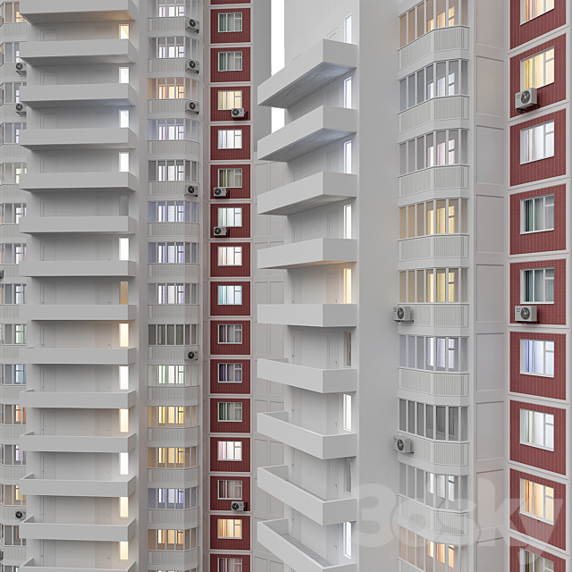 KOPE M sail 7-12 floors 4 sections 3DS Max Model - thumbnail 5