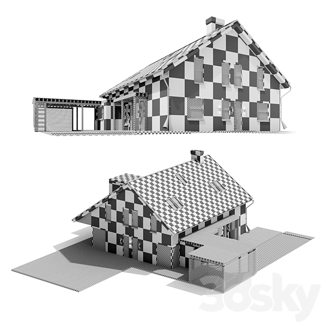 Large cottage with a carport 3DS Max Model - thumbnail 5