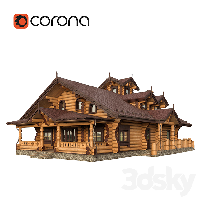 Log cabin chalet Corona 3DSMax File - thumbnail 1