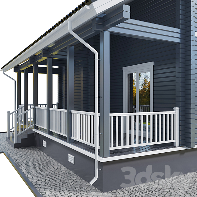 Log cottage 3DS Max Model - thumbnail 2